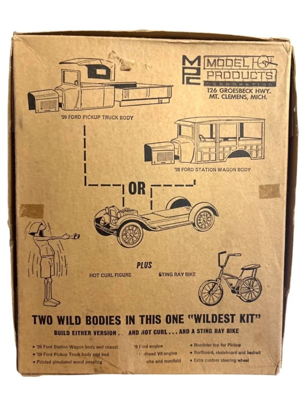 Vintage The Wild Ones 29 Ford Pick-Up Or Woodie 1/25 Model Kit MPC 300-149 Unass